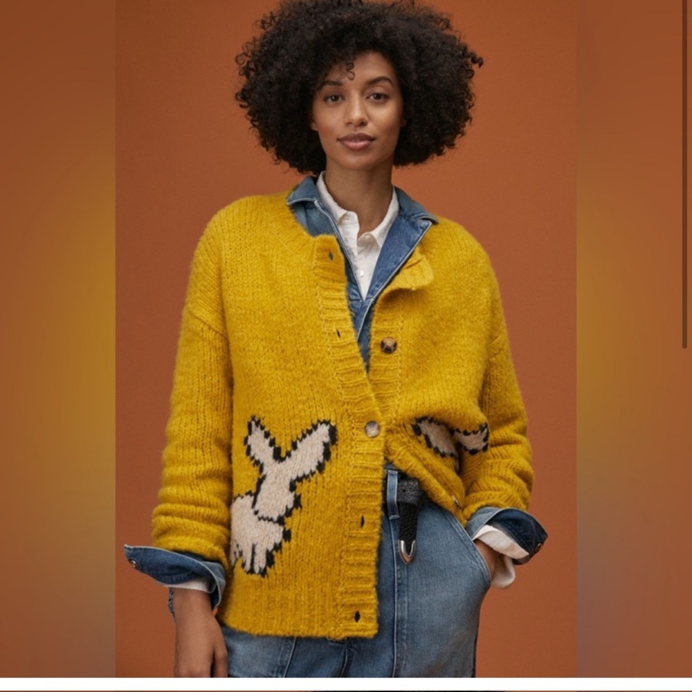 Anthropologie Maeve Yellow Knit Cardigan